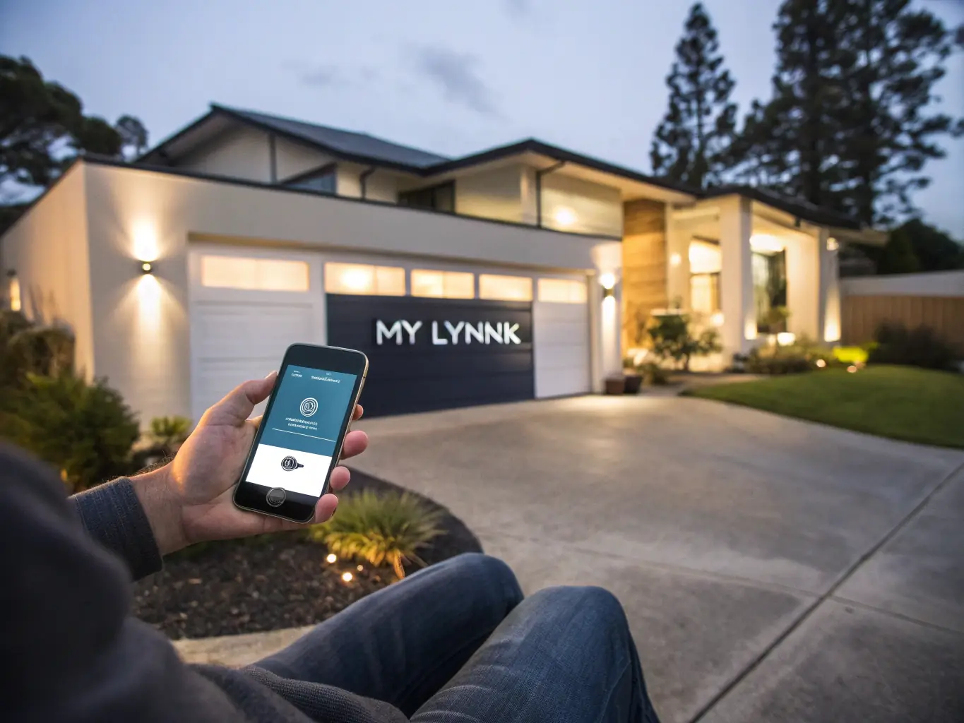 A homeowner using the Everlit app on their smartphone to customize the color and brightness of their LED track lights, demonstrating the ease of use and flexibility.